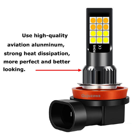 2Pcs Dual Colors H11 H8 9006 HB4 881 H27 High Quality 3030 LED Auto Fog Lamp Car Anti Fog Light Bulb Foglamps Yellow White 12V