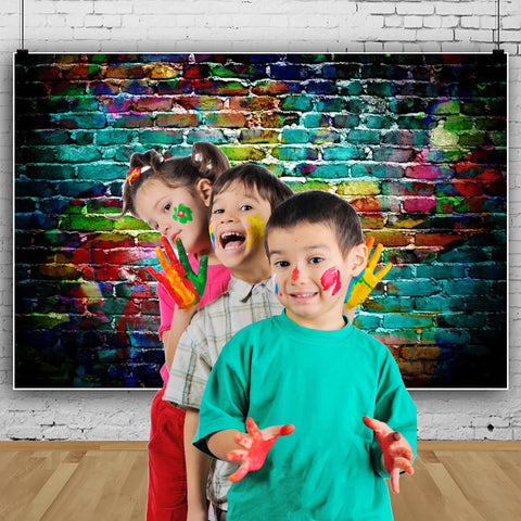 White Brick Wall Photography Backdrops Wooden Floor Backgrounds for Pet Toy Photo Studio Baby Shower Newborn Children Photozone