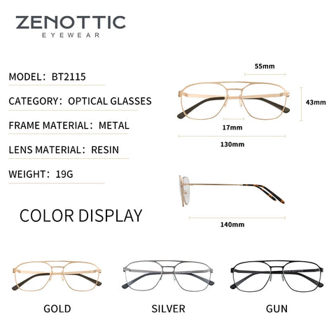 ZENOTTIC Pilot Prescription Progressive Glasses For Men Anti Blue Light/Photochromic Myopia Eyewear Optical Eyeglasses