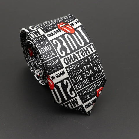 Classic Musical Notes Printed Tie Silky Narrow Neckties Slim Smooth Piano Guitar Necktie Simple Elegant Trendy Unisex Ties Gift