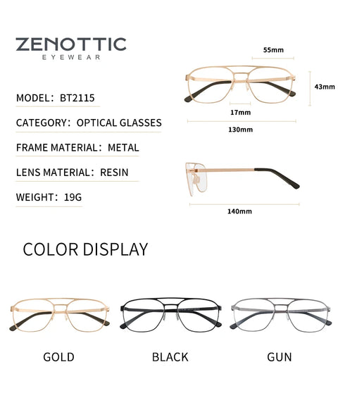 ZENOTTIC Pilot Prescription Progressive Glasses For Men Anti Blue Light/Photochromic Myopia Eyewear Optical Eyeglasses