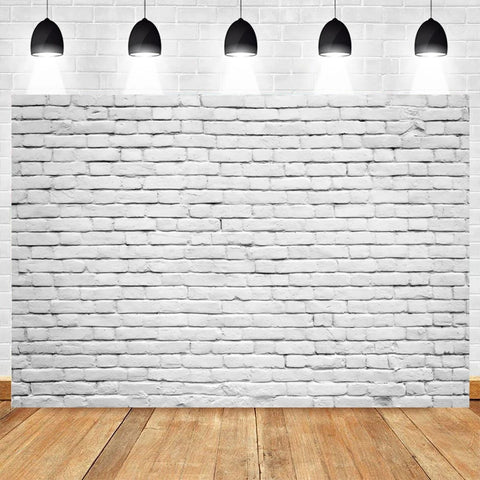 White Brick Wall Photography Backdrops Wooden Floor Backgrounds for Pet Toy Photo Studio Baby Shower Newborn Children Photozone