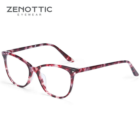 ZENOTTIC Cat Eye Acetate Prescription Eyeglasses Women Anti-Blue-Ray Photochromic Optical Spectacles Myopia Hyperopia Glasses