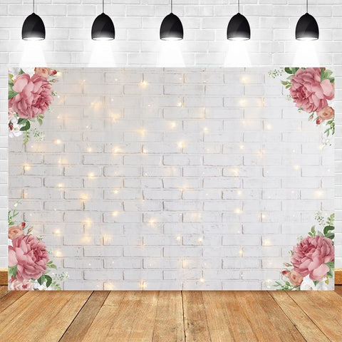 White Brick Wall Photography Backdrops Wooden Floor Backgrounds for Pet Toy Photo Studio Baby Shower Newborn Children Photozone