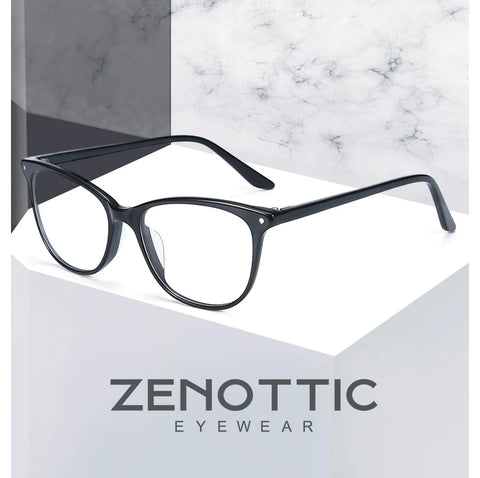 ZENOTTIC Cat Eye Acetate Prescription Eyeglasses Women Anti-Blue-Ray Photochromic Optical Spectacles Myopia Hyperopia Glasses