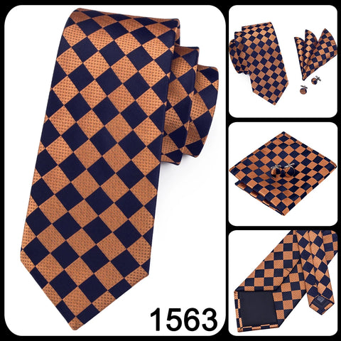 Hi-Tie Designer Orange Paisley Silk Wedding Tie For Men Handky Cufflink Gift Mens Necktie Fashion Business Party Dropshiping