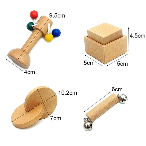 Unisex Infant Montessori Sensory Toys Wooden Toys Hand Grasping Life Pactical Toy for Toddlers Rattles 16-24 Months Years Old