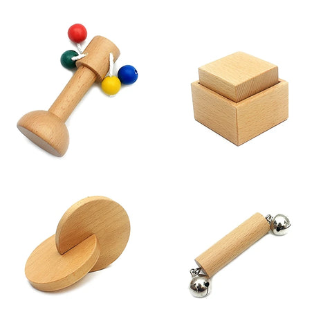 Unisex Infant Montessori Sensory Toys Wooden Toys Hand Grasping Life Pactical Toy for Toddlers Rattles 16-24 Months Years Old