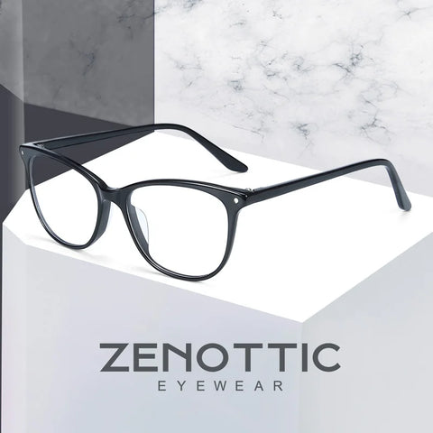 ZENOTTIC Cat Eye Acetate Prescription Eyeglasses Women Anti-Blue-Ray Photochromic Optical Spectacles Myopia Hyperopia Glasses