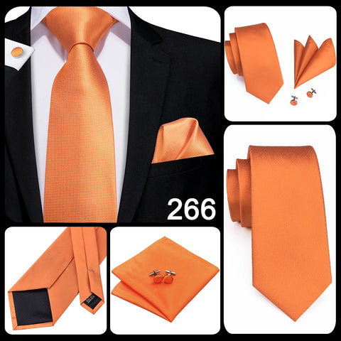 Hi-Tie Designer Orange Paisley Silk Wedding Tie For Men Handky Cufflink Gift Mens Necktie Fashion Business Party Dropshiping