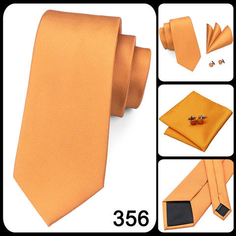 Hi-Tie Designer Orange Paisley Silk Wedding Tie For Men Handky Cufflink Gift Mens Necktie Fashion Business Party Dropshiping