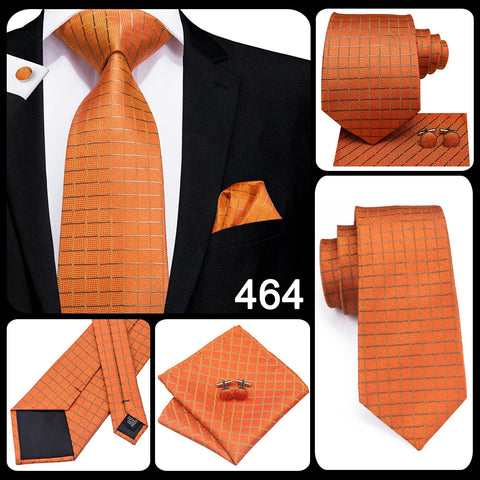 Hi-Tie Designer Orange Paisley Silk Wedding Tie For Men Handky Cufflink Gift Mens Necktie Fashion Business Party Dropshiping