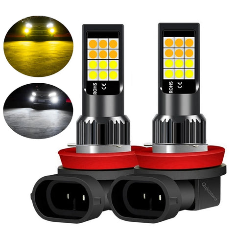 2Pcs Dual Colors H11 H8 9006 HB4 881 H27 High Quality 3030 LED Auto Fog Lamp Car Anti Fog Light Bulb Foglamps Yellow White 12V