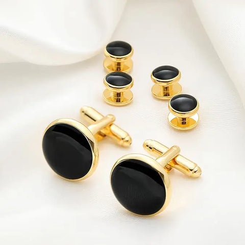 8PCS Classic Sea Shell Copper Mens Cuff Link Sleeve Studs Set Luxury French Style Cufflinks Party Wedding Suit Shirt Accessories