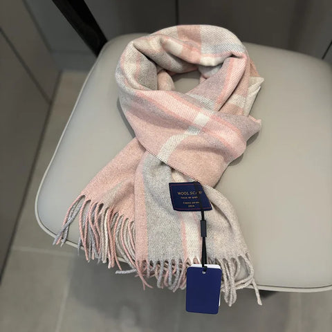 New Fashion Design Pure Wool Plaid Women Men Scarf British Classic Warm Couple Scarves High Quality Multicolored Tassel Muffler