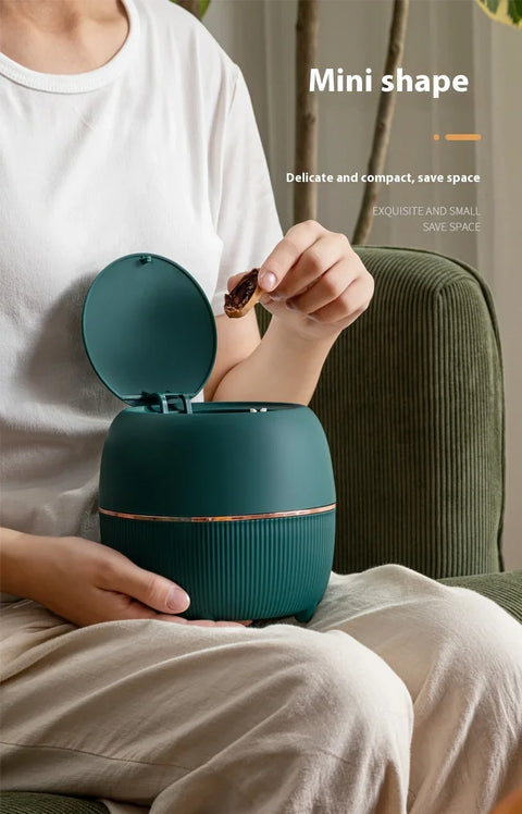 Mini Creative Desktop Trash Desk Light Luxury Pop-up Lid Storage Bucket kitchen bedroom make up desktop  Rubbish Storage Bucke