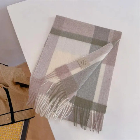 High Quality 100% Wool Scarf Men Female Fashion Classic Soft Cashmere Muffler Women Warm Thermal Shawl Outside Autumn Winter Men