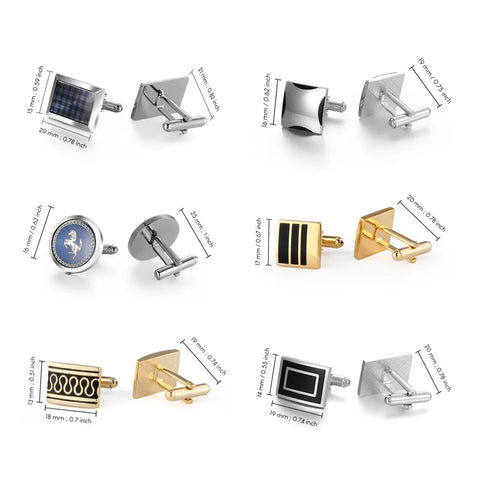 1Pair Square Man Shirt Cufflinks Copper Tie Clips & Cufflinks For Mens Luxury Wedding Guests Gifts Fashion Jewelry Men Cuffs