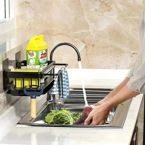 Aluminum Kitchen Sink Tray Suction Cup Wall-mounted Drain Storage and Organization With Rack Ready-to-attach Accessories Cabinet