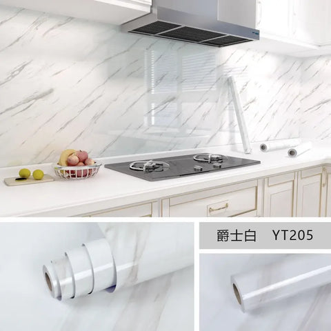 10M x 80CM Marble Self Adhesive Wallpaper Waterproof Oil Proof Kitchen Stickers Thermostability Decorative Film Home Decor