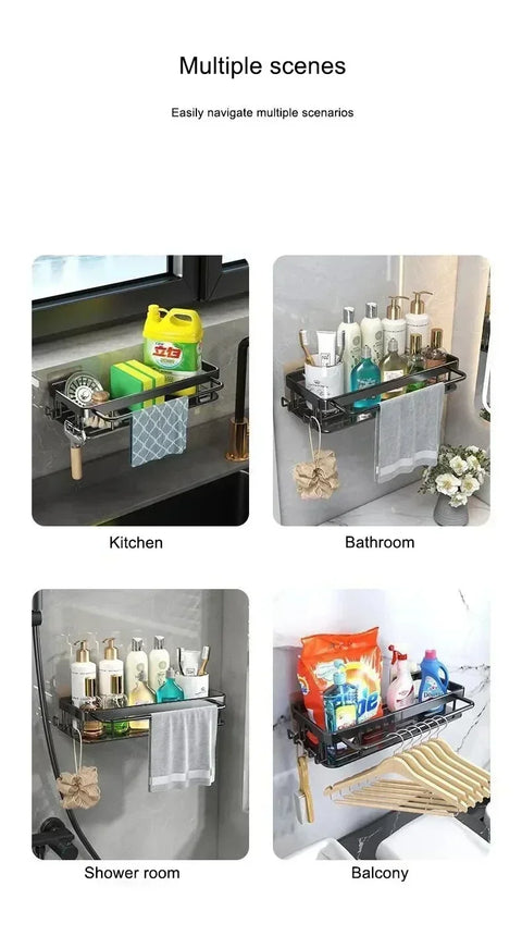 Aluminum Kitchen Sink Tray Suction Cup Wall-mounted Drain Storage and Organization With Rack Ready-to-attach Accessories Cabinet