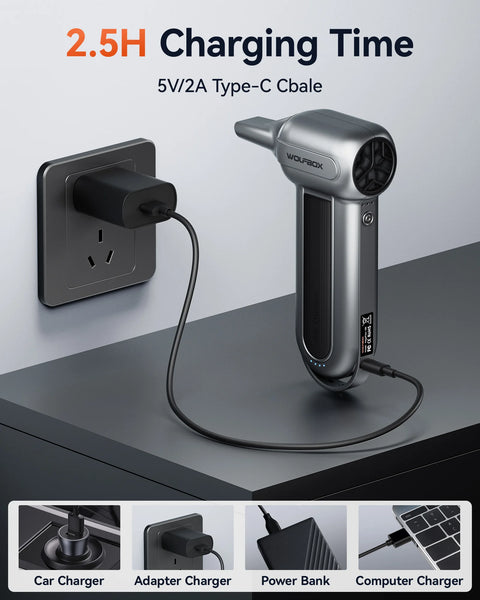 WOLFBOX MF100 Electric Air Duster Air Blower-150000RPM Super Power, Rechargeable 3-Gear Brushless Motor for Car/PC/Home/Outdoor