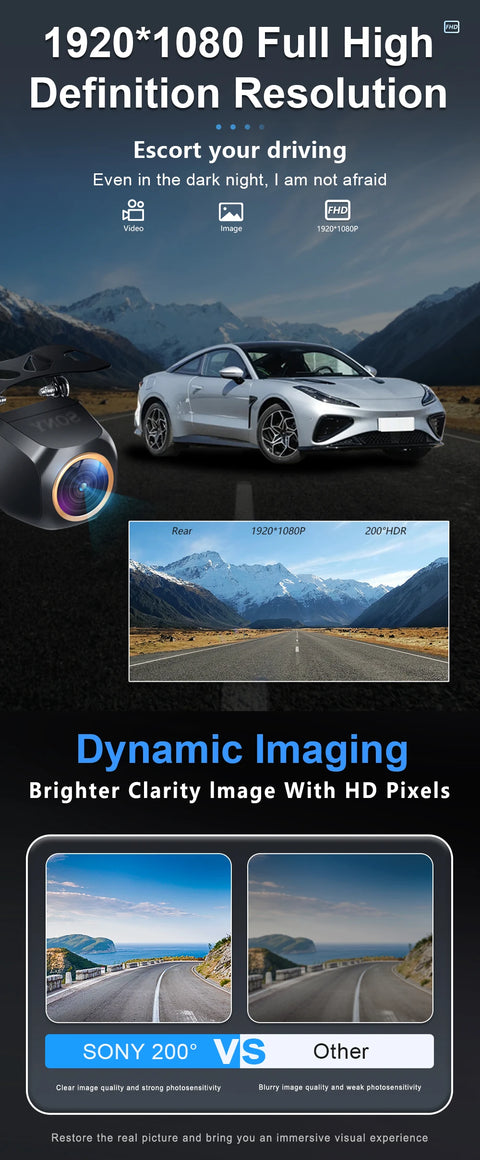 AHD 1920x1080P Car Rear View Camera 200° for Fisheye Golden Lens Full HDR Night Vision Vehicle back car reversing Front Camera