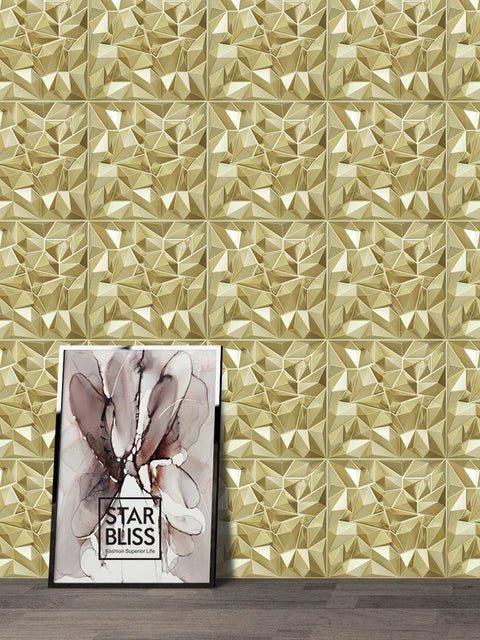 10pcs 30x30cm Champagne gold color 3D Wall Panel Shining Gold 3D Wall Sticker Wedding party background wall art Wood grain paper