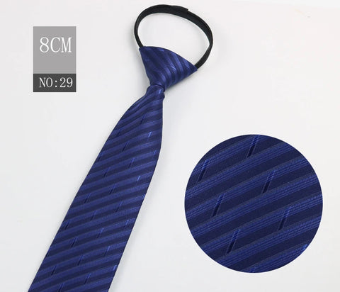 2023 New 8cm Width Pre-tied Zipper Neck Tie Striped Polka Dots Neckties For Men Corbatas Gravata Slim Suits Jacquard Cravat Tie