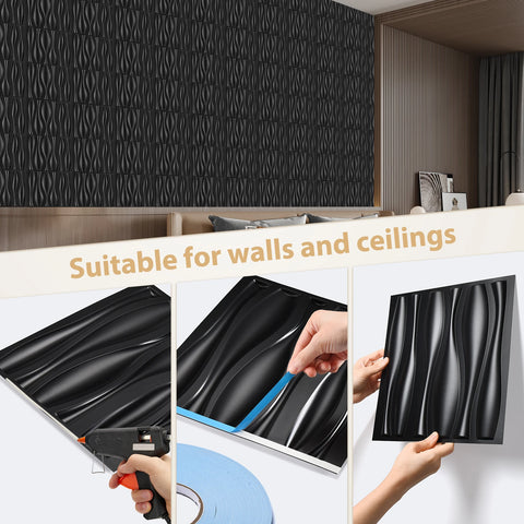 3D Wall Panels 30 Pack, 11.8" x 11.8" （29 Sq.ft) PVC Wall Panels, Glue Up Wall Decor for Living Room, Bedroom, Office