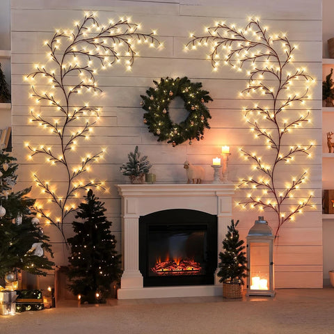 72/96 LEDS USB Willow Vine Branch Lights 8 Modes Warm White Light for Wall Room Kitchen Coffee Shop Christmas Halloween Decor