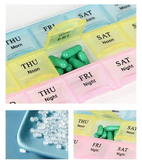 21 Grids Portable Travel Pill Box Cases Organizer 7 Days 3 Times One Day with Large Compartments for Vitamins Household Medicine