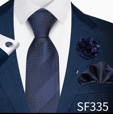 Wholesales Fashion 8 cm Tie Set Necktie Pocket Squares Cufflink Pin Set Purple Paisley Men Gravatas Fit Birthday Gift
