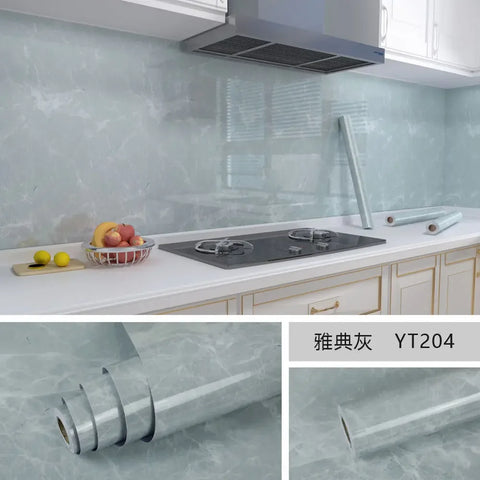 10M x 80CM Marble Self Adhesive Wallpaper Waterproof Oil Proof Kitchen Stickers Thermostability Decorative Film Home Decor