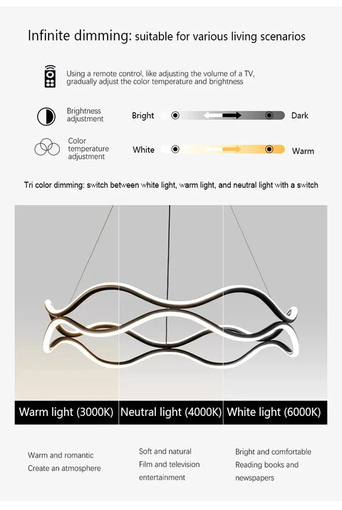 Modern Minimalist Restaurant Chandelier Nordic Luxury Living Room LED Ceiling Lamps Home Decor Designer Bedroom Hanging Lights