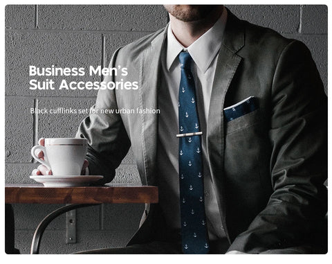Tie Clip For Men Business Party Minimalist Tie Clips And Cufflinks To Man Shirt Gift Box Jewelry Men's Cuff Man Fashion Lawyer