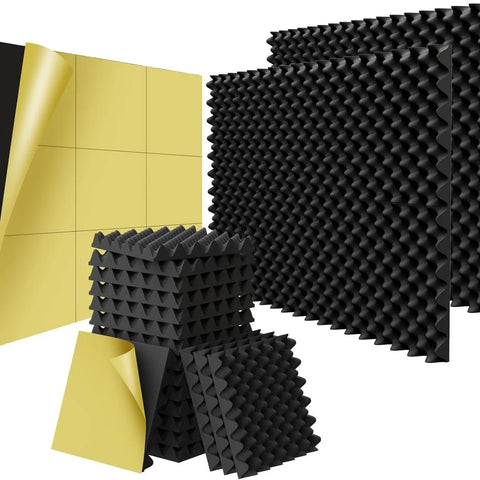Cloududa 30x30x5cm 24pcs Studio Acoustic Foam Soundproof Effective Wedge Tiles Sound Insulation Absorption Treatment Panels