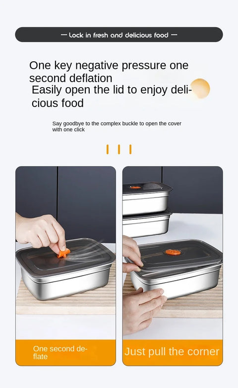 304 Stainless Steel Crisper, Lunch Box, Sealed Leak-proof Bento Box, Refrigerator Freezer Storage Box, Camping Lunch Box