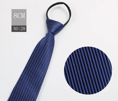 2023 New 8cm Width Pre-tied Zipper Neck Tie Striped Polka Dots Neckties For Men Corbatas Gravata Slim Suits Jacquard Cravat Tie