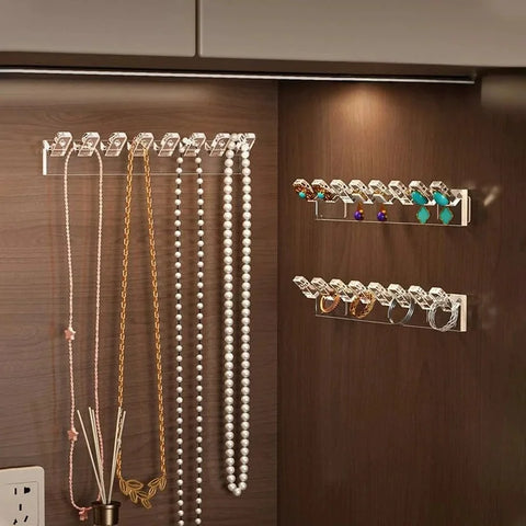 3/6Pcs Self-Adhesive Necklace Organizer, Space-Saving Multi-Functional Jewelry Organizer, Necklace Holder Wall Mounted