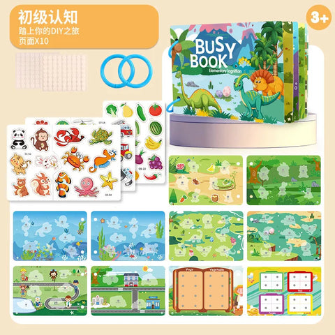 Busy Book for Toddlers Ages 2-6 Quiet Book Preschool Learning Activity Reusable Sticker & Velcro Matching Montessori Fine Mot