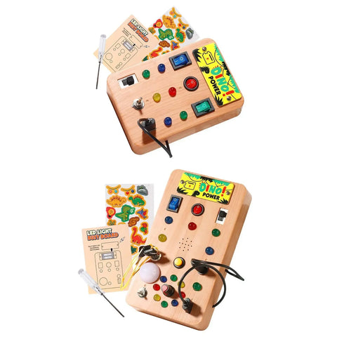 Children's Montessori LED Light Busy Board Simulation Switch Power Board Busy Light Button Puzzle Early Education Learning Toy