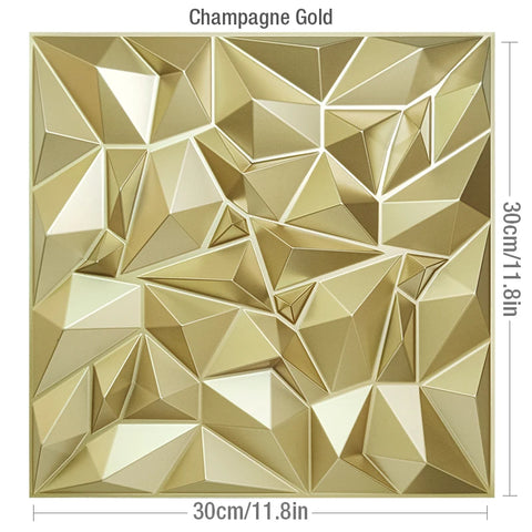 10pcs 30x30cm Champagne gold color 3D Wall Panel Shining Gold 3D Wall Sticker Wedding party background wall art Wood grain paper