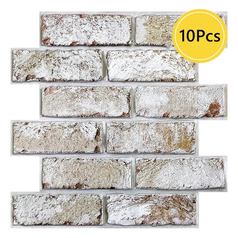 10 Pcs 3D Wall Panel Peel and Stick, 3D Brick Wall Sticker, Kitchen Adhesive Sticker, Tiles Stickers Waterproof
