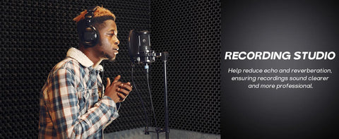 Cloududa 30x30x5cm 24pcs Studio Acoustic Foam Soundproof Effective Wedge Tiles Sound Insulation Absorption Treatment Panels