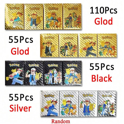 27-110Pcs Pokemon Gold Foil Card VMAX GX Cards English French Spanish German Pikachu Charizard Arceus Colour Pokémon Cards Gift