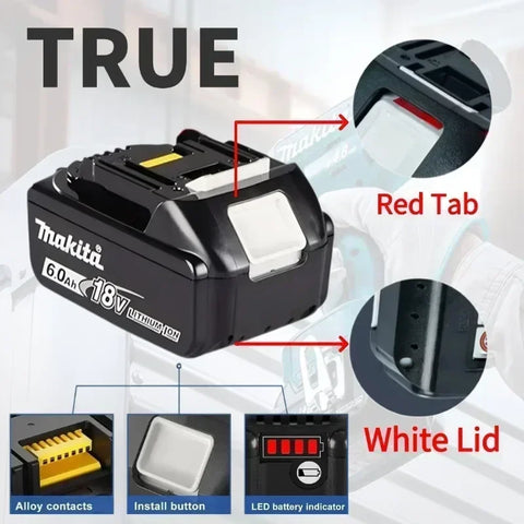 original Makita 18V 6.0Ah Rechargeable Battery ,For Makita BL1830 BL1830B BL1840 BL1840B BL1850 BL1850B Power Tools Battery