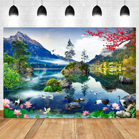 Nature Scenery Waterfall Mountain Water Backdrop Spring Landscape Window Summer Forest Jungle Background Photography Banner Prop