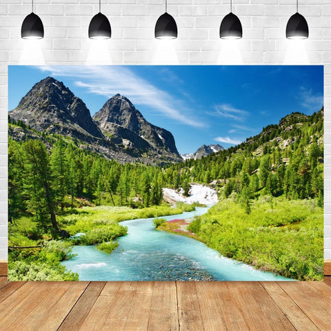 Nature Scenery Waterfall Mountain Water Backdrop Spring Landscape Window Summer Forest Jungle Background Photography Banner Prop