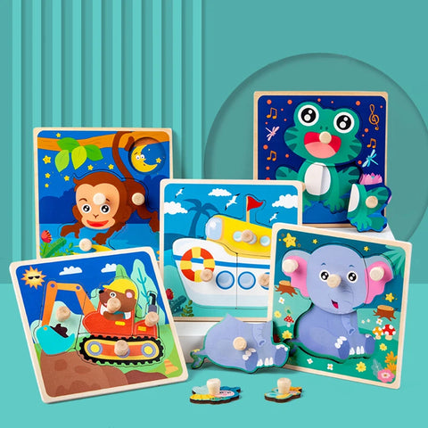 Baby Montessori Puzzles Wooden Toys for Children 1 2 3 Years Educational Learning Kids Games Child Birthday Gifts